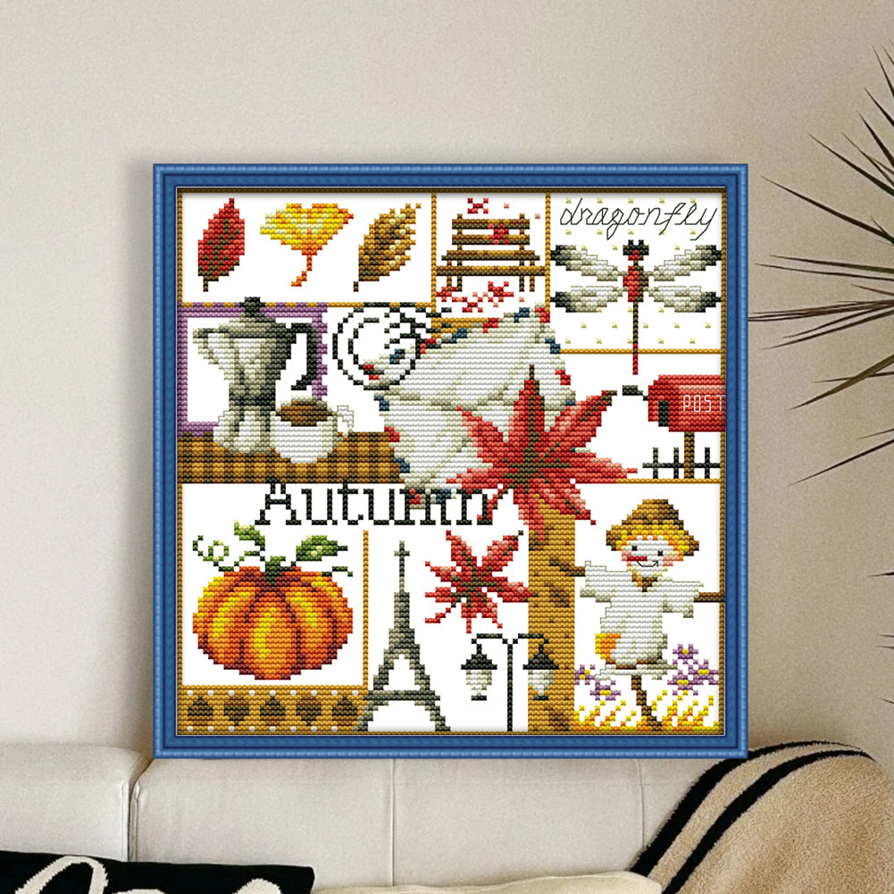 Four Seasons Of Autumn - 11CT Stamped Cross Stitch 34*34CM(Joy Sunday)