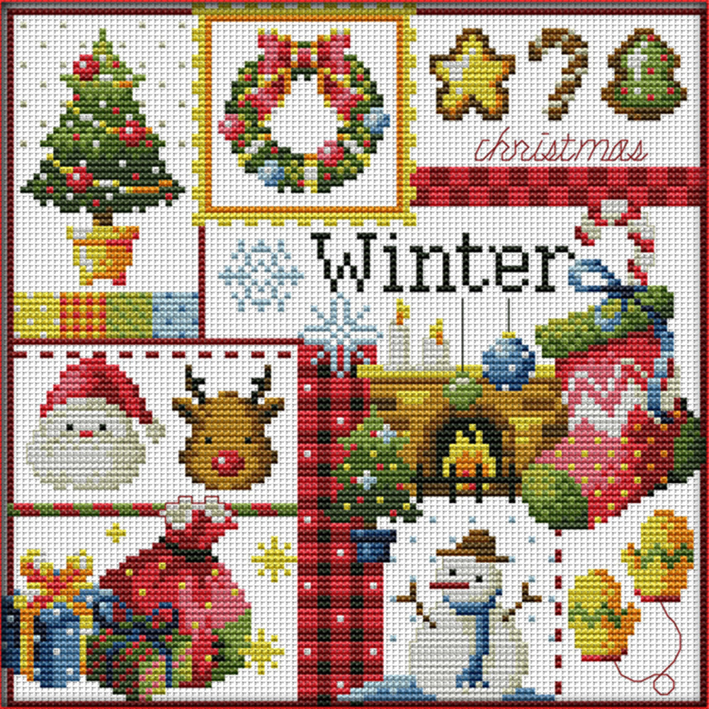 Four Seasons Winter - 11CT Stamped Cross Stitch 34*34CM(Joy Sunday)