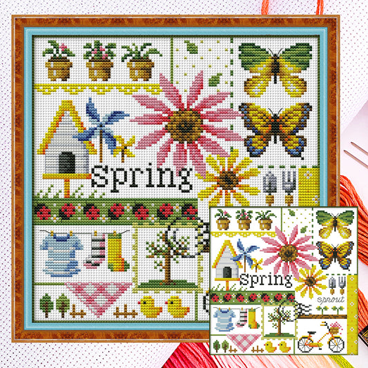 Four Seasons Of Spring - 11CT Counted Cross Stitch 34*34CM(Joy Sunday)