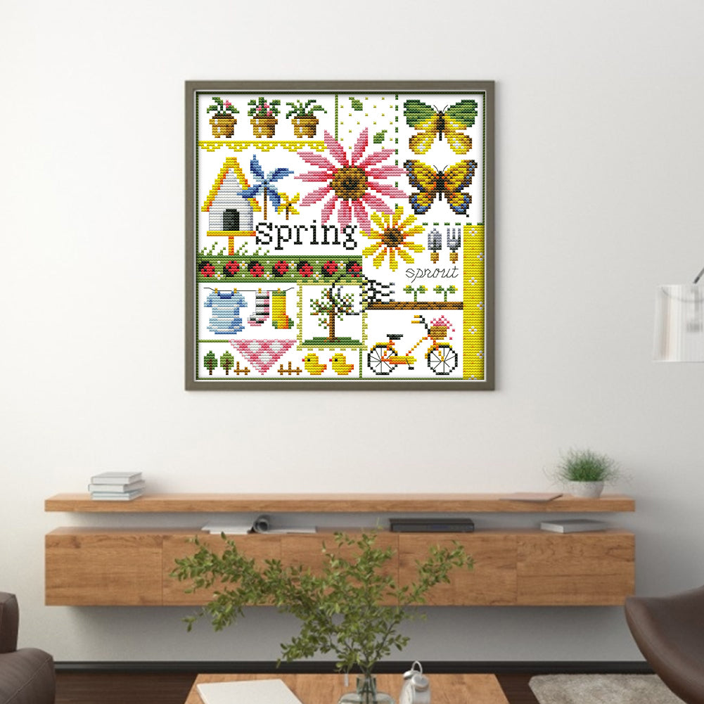 Four Seasons Of Spring - 11CT Counted Cross Stitch 34*34CM(Joy Sunday)