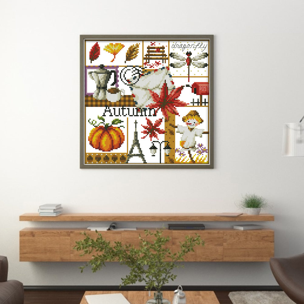 Four Seasons Of Autumn - 11CT Counted Cross Stitch 34*34CM(Joy Sunday)