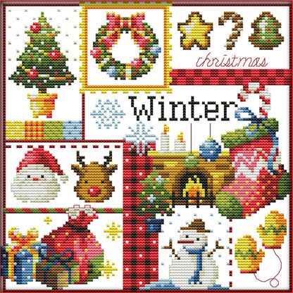 Four Seasons Winter - 11CT Counted Cross Stitch 34*34CM(Joy Sunday)