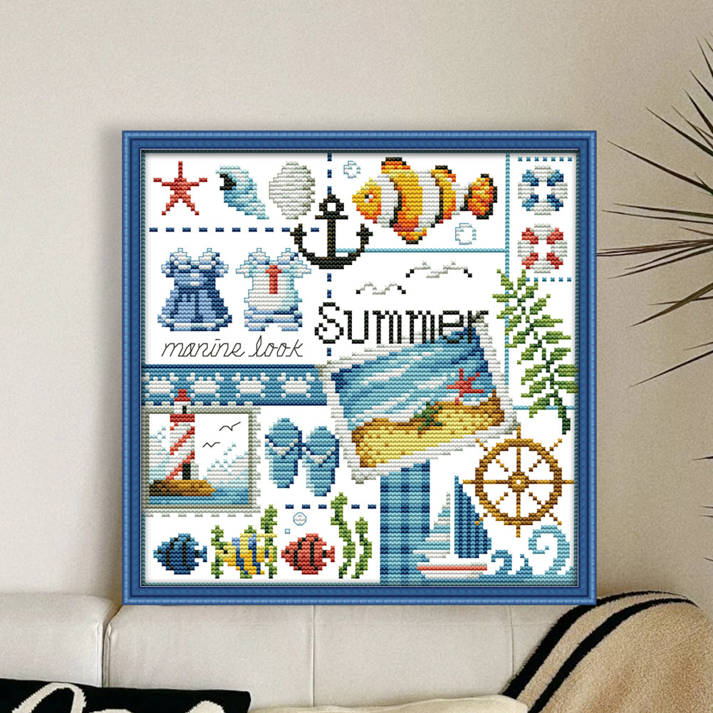 Summer Of Four Seasons - 16CT Stamped Cross Stitch 24*23CM(Joy Sunday)