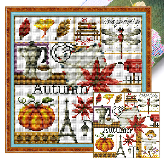 Four Seasons Of Autumn - 16CT Stamped Cross Stitch 24*23CM(Joy Sunday)