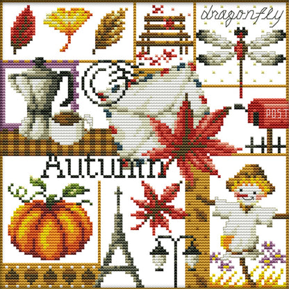 Four Seasons Of Autumn - 16CT Stamped Cross Stitch 24*23CM(Joy Sunday)