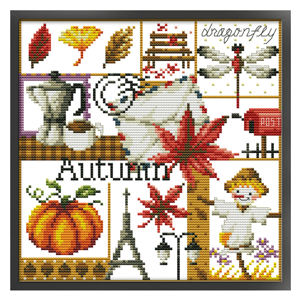 Four Seasons Of Autumn - 16CT Stamped Cross Stitch 24*23CM(Joy Sunday)