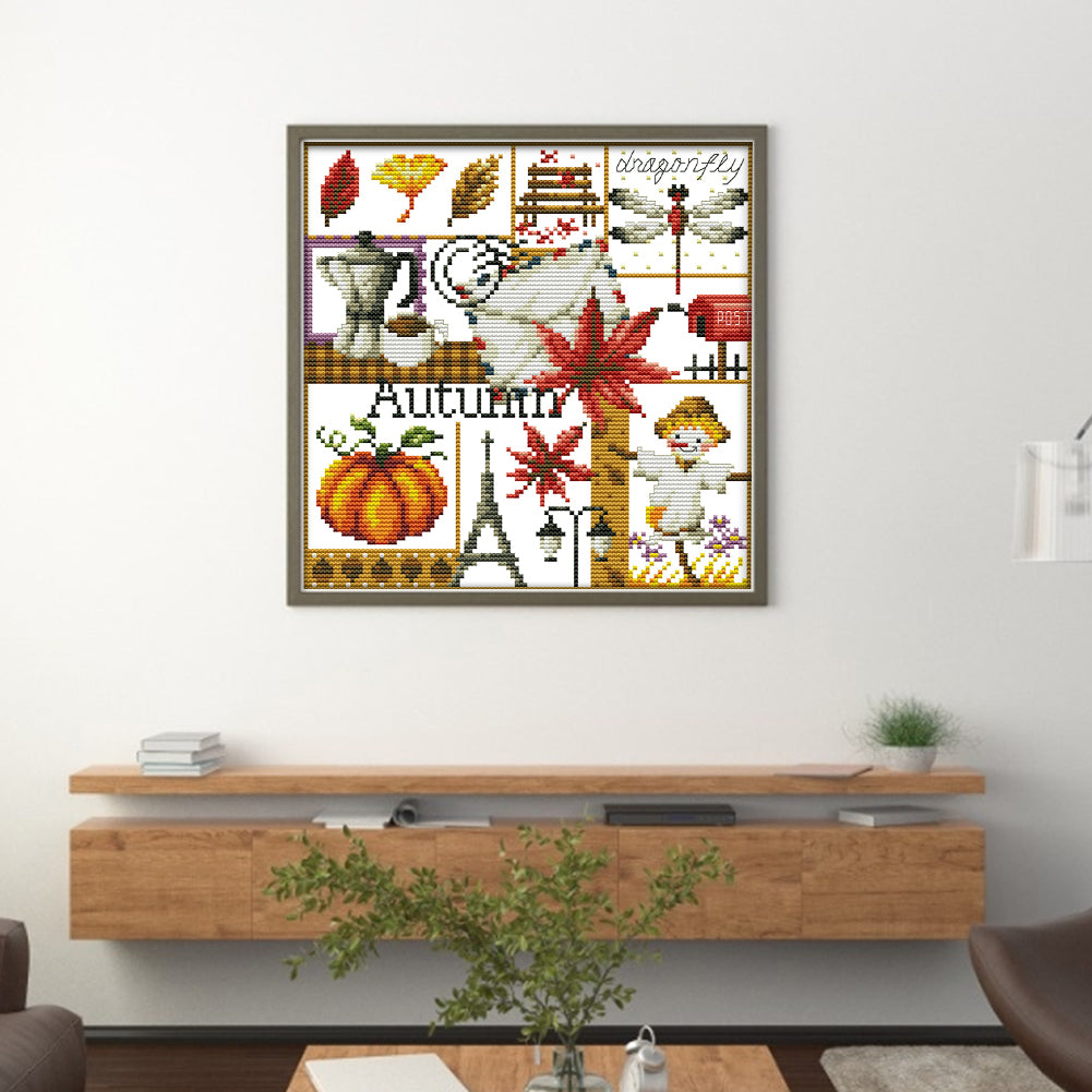 Four Seasons Of Autumn - 16CT Stamped Cross Stitch 24*23CM(Joy Sunday)