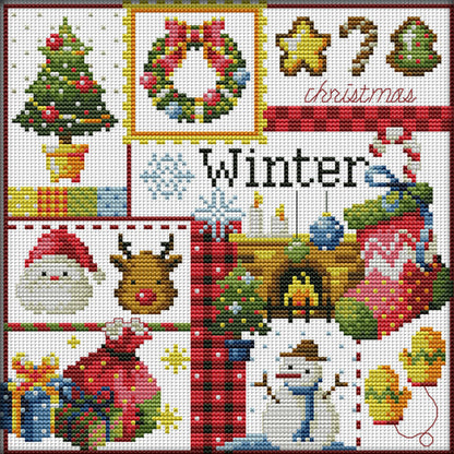 Four Seasons Winter - 16CT Stamped Cross Stitch 24*24CM(Joy Sunday)