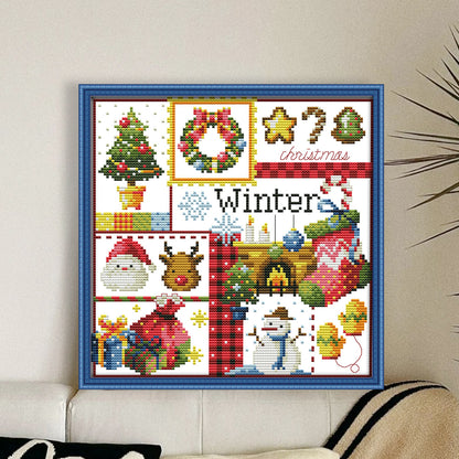 Four Seasons Winter - 16CT Stamped Cross Stitch 24*24CM(Joy Sunday)