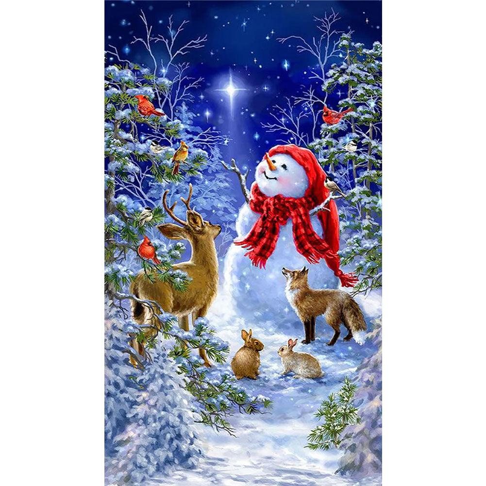 Winter Snowman - Full AB Dril Square Diamond Painting 40*70CM