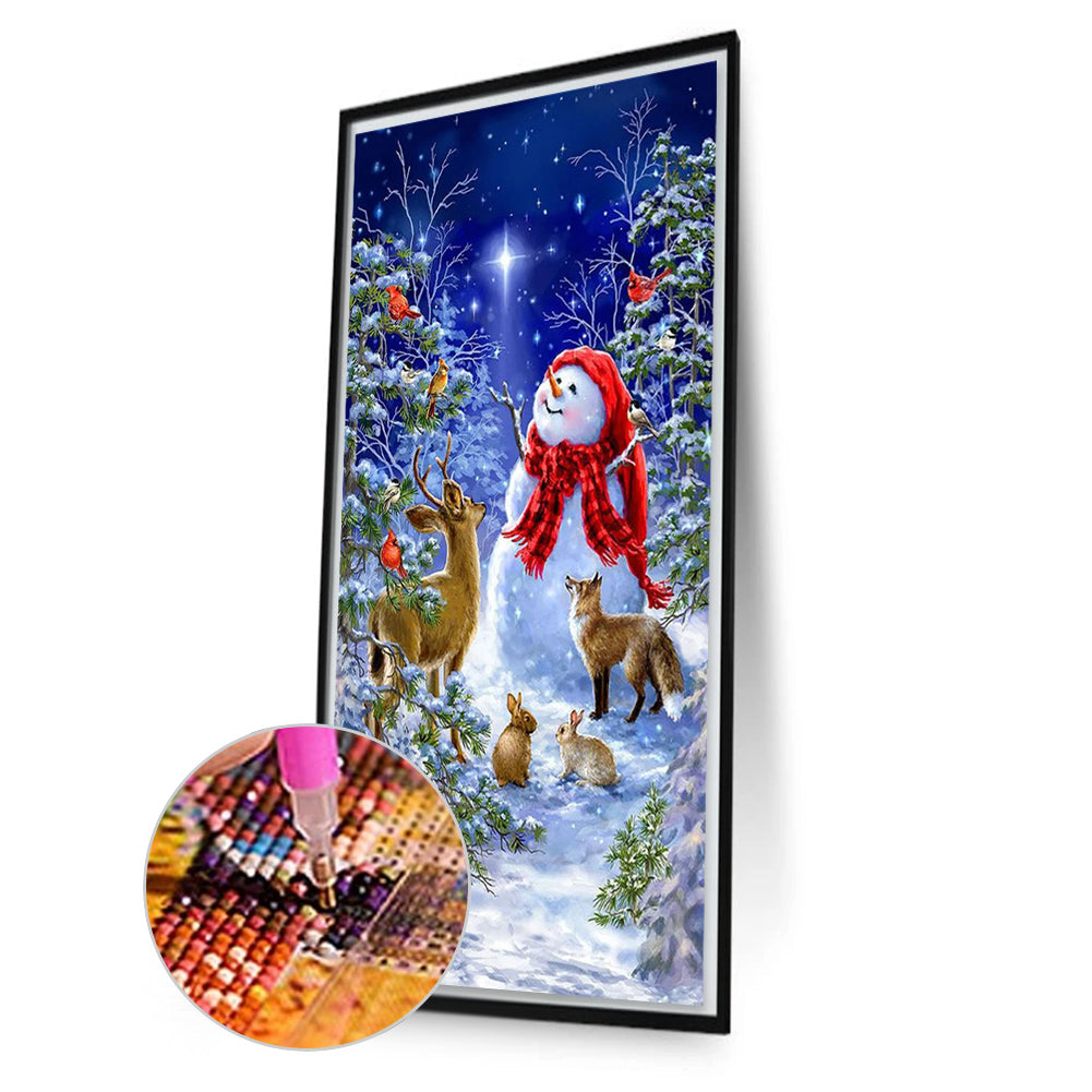 Winter Snowman - Full AB Dril Square Diamond Painting 40*70CM