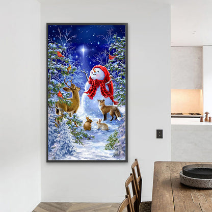 Winter Snowman - Full AB Dril Square Diamond Painting 40*70CM