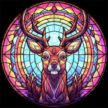 Stained Glass Deer - Full Round Drill Diamond Painting 30*30CM