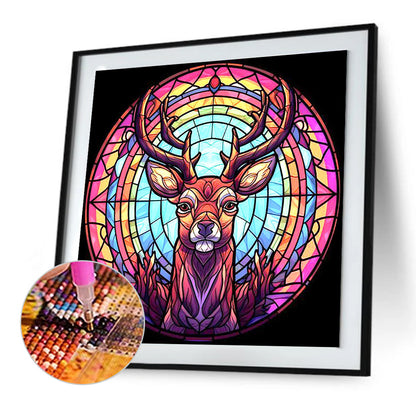 Stained Glass Deer - Full Round Drill Diamond Painting 30*30CM