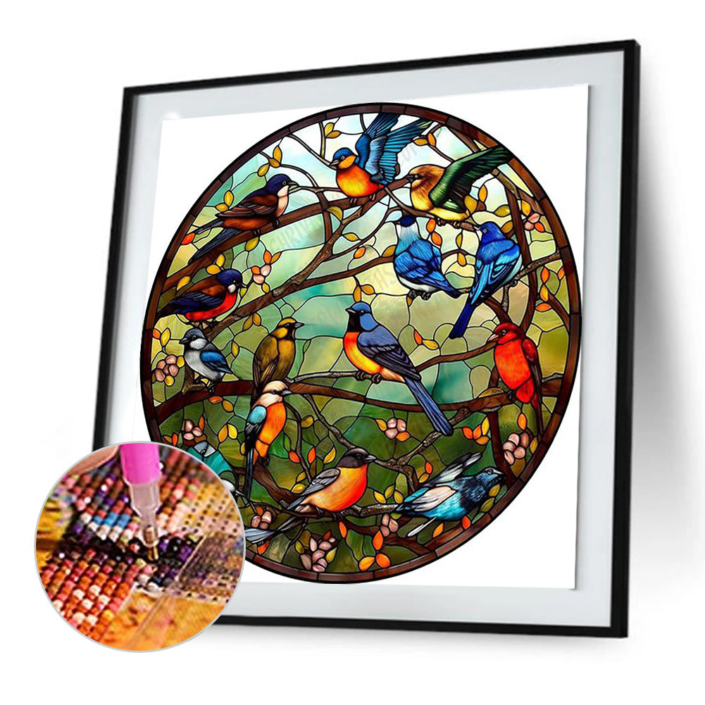 Stained Glass Bird - Full Round Drill Diamond Painting 30*30CM