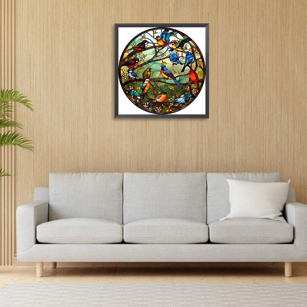 Stained Glass Bird - Full Round Drill Diamond Painting 30*30CM