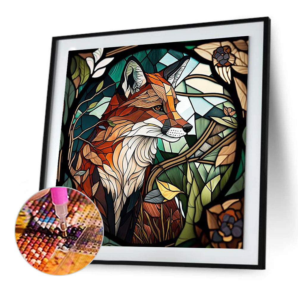 Stained Glass Fox - Full Round Drill Diamond Painting 30*30CM