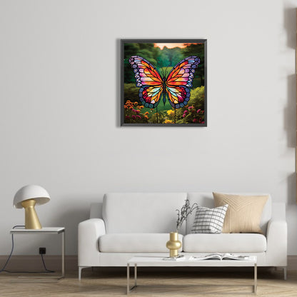 Garden Butterfly Glass Painting - Full Round Drill Diamond Painting 30*30CM