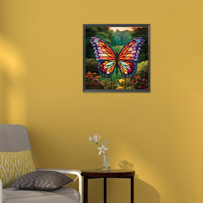 Garden Butterfly Glass Painting - Full Round Drill Diamond Painting 30*30CM