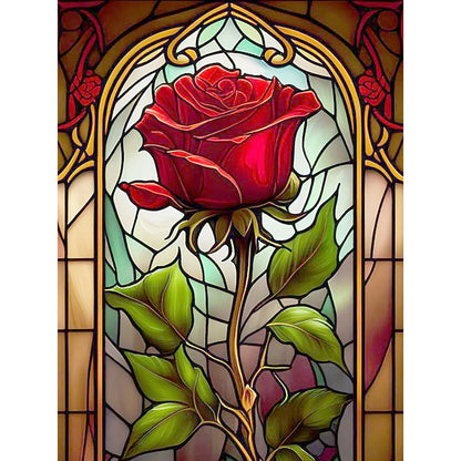 Stained Glass Rose Flower - Full Round Drill Diamond Painting 30*40CM