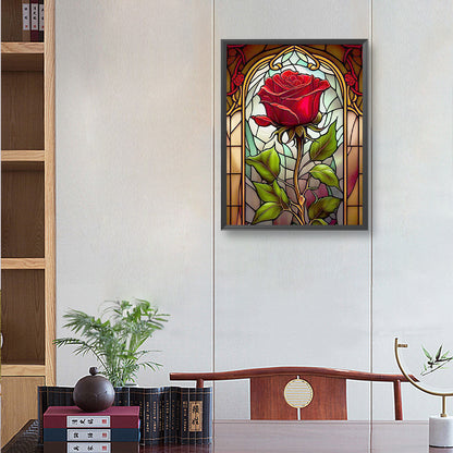 Stained Glass Rose Flower - Full Round Drill Diamond Painting 30*40CM