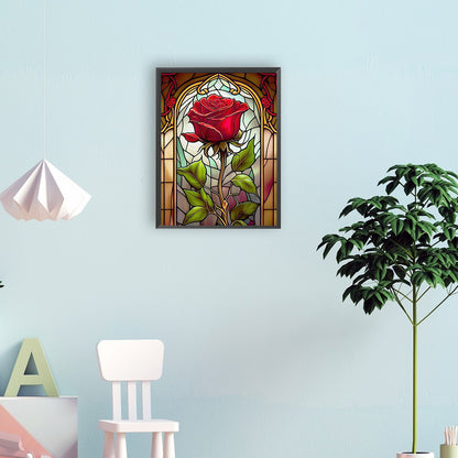 Stained Glass Rose Flower - Full Round Drill Diamond Painting 30*40CM
