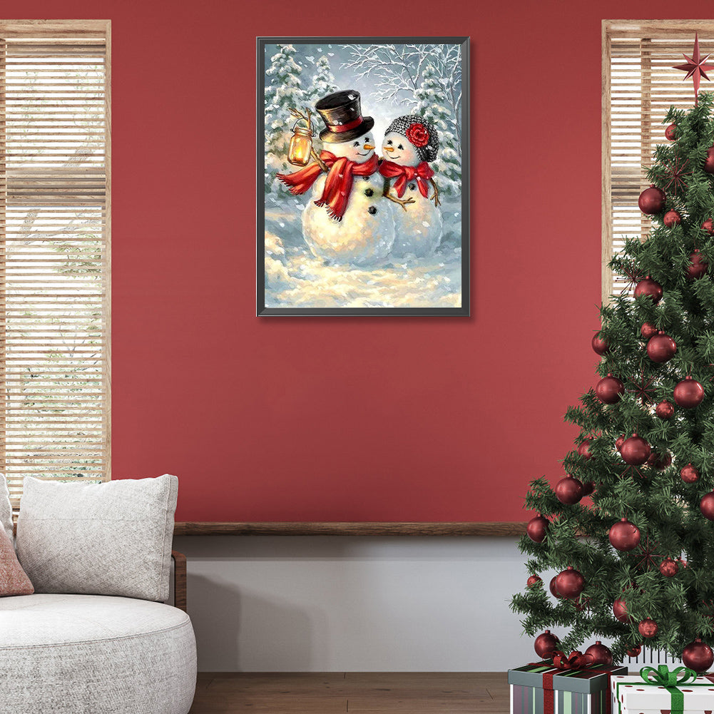 Winter Snowman - Full Round Drill Diamond Painting 45*60CM