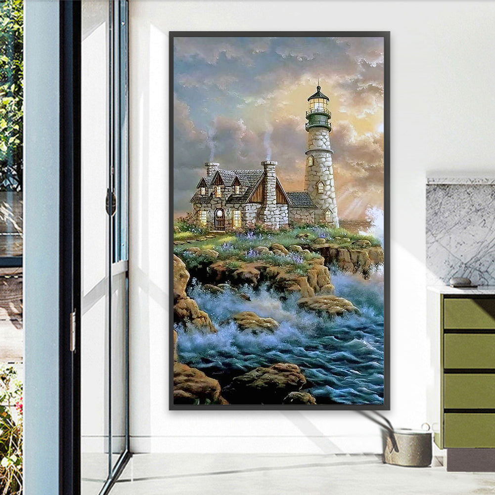 Seaside Lighthouse - Full Round Drill Diamond Painting 40*70CM