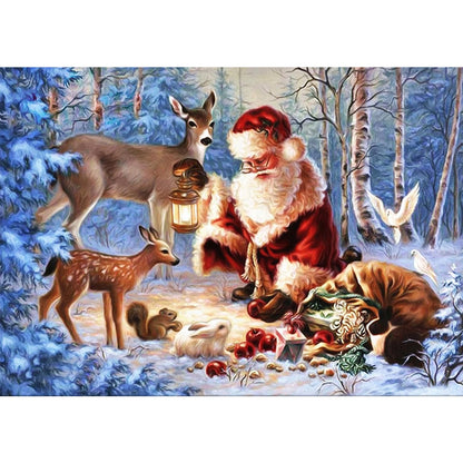 Snow Santa Claus - Full Round Drill Diamond Painting 70*50CM