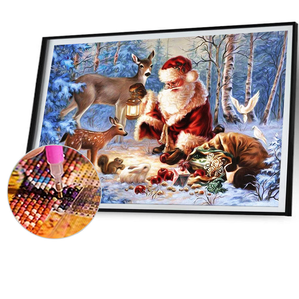 Snow Santa Claus - Full Round Drill Diamond Painting 70*50CM