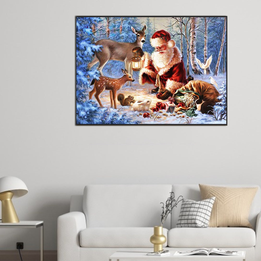 Snow Santa Claus - Full Round Drill Diamond Painting 70*50CM