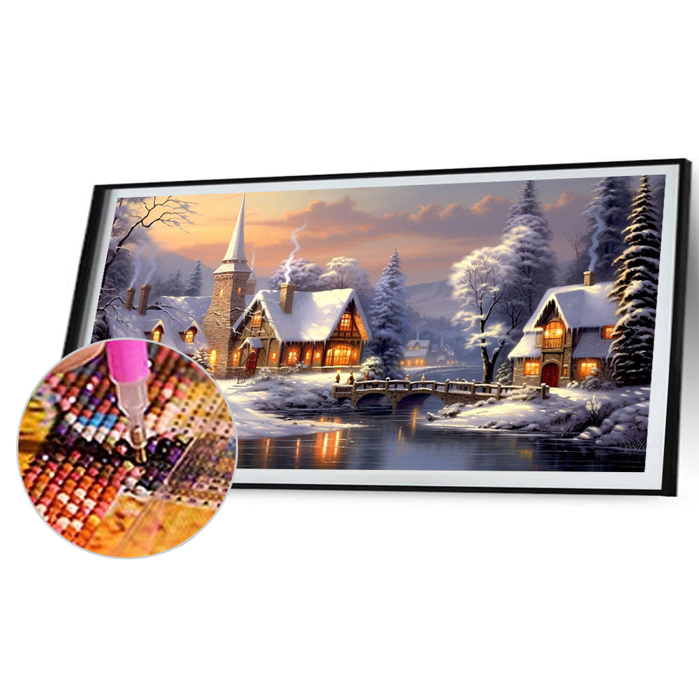 Snow Village - Full Round Drill Diamond Painting 75*40CM