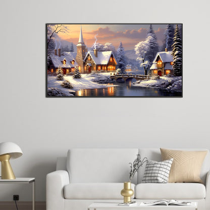 Snow Village - Full Round Drill Diamond Painting 75*40CM