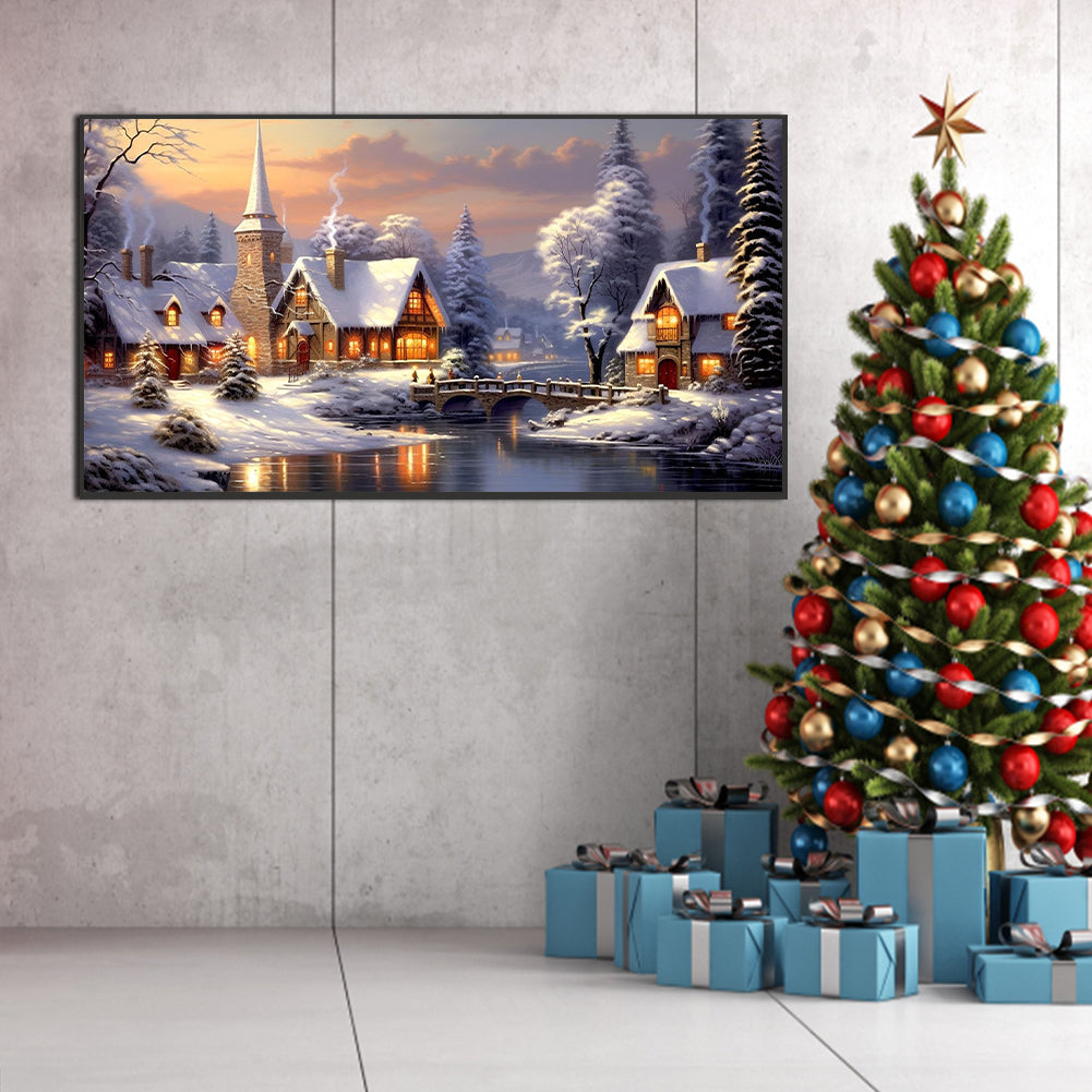 Snow Village - Full Round Drill Diamond Painting 75*40CM