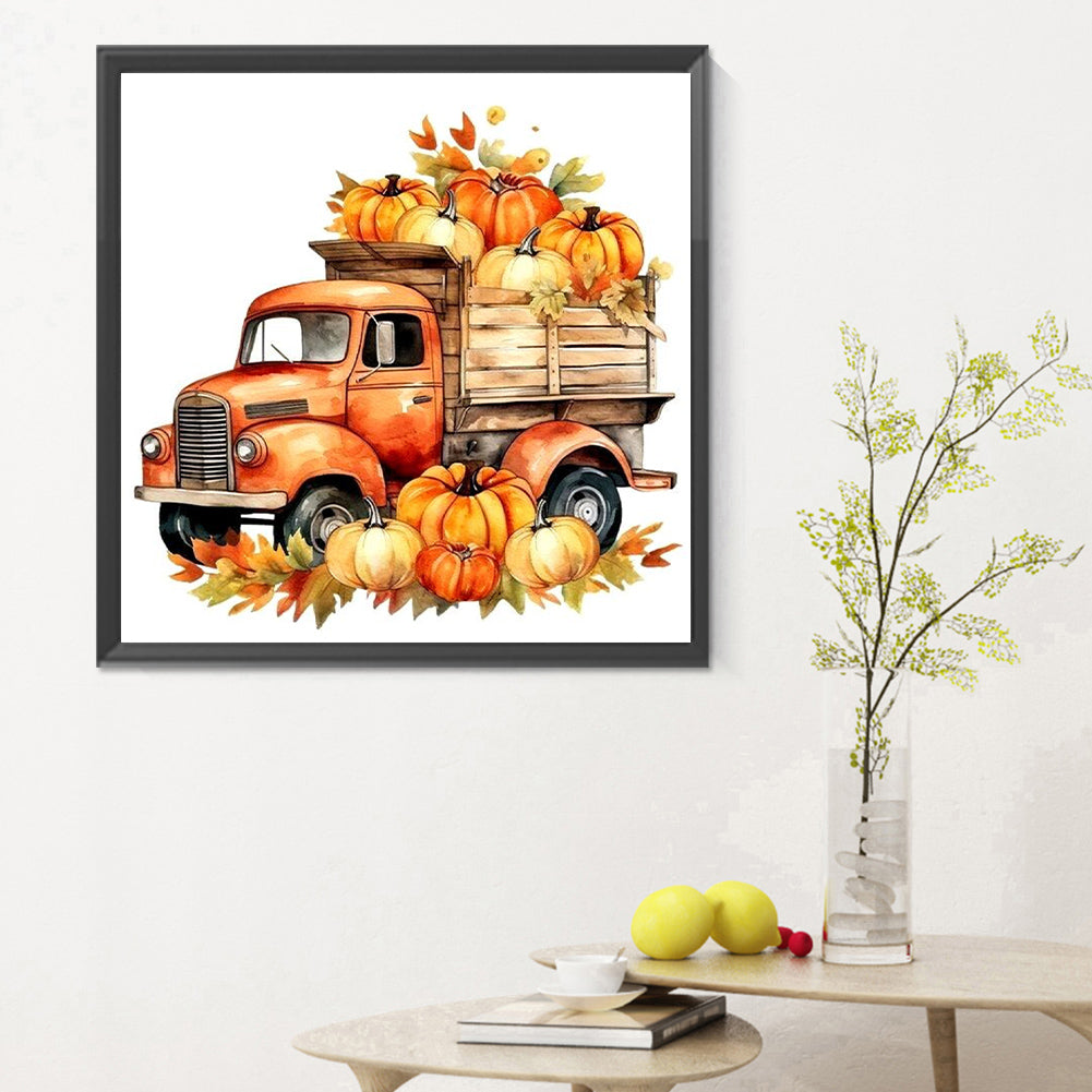 Thanksgiving Fall Pumpkin Cart - Full Round Drill Diamond Painting 30*30CM