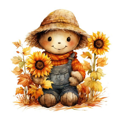 Thanksgiving Autumn Scarecrow - Full Round Drill Diamond Painting 30*30CM