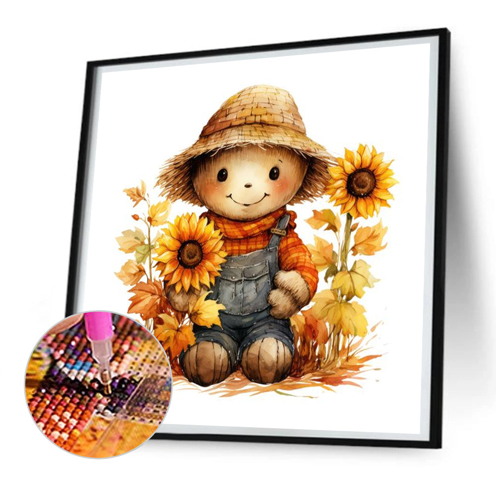 Thanksgiving Autumn Scarecrow - Full Round Drill Diamond Painting 30*30CM