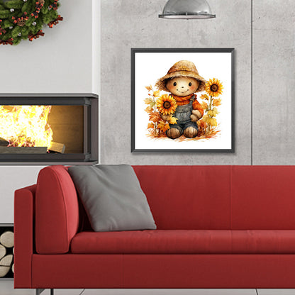 Thanksgiving Autumn Scarecrow - Full Round Drill Diamond Painting 30*30CM