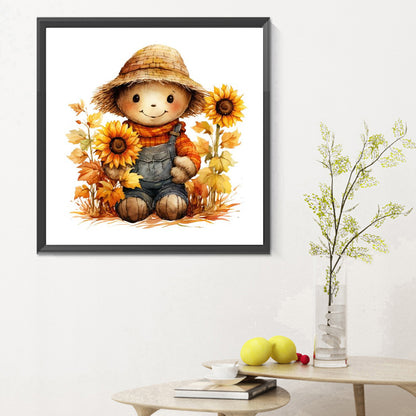 Thanksgiving Autumn Scarecrow - Full Round Drill Diamond Painting 30*30CM