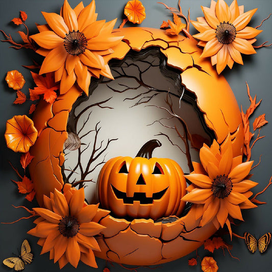 Halloween Scary Pumpkin - Full Round Drill Diamond Painting 30*30CM