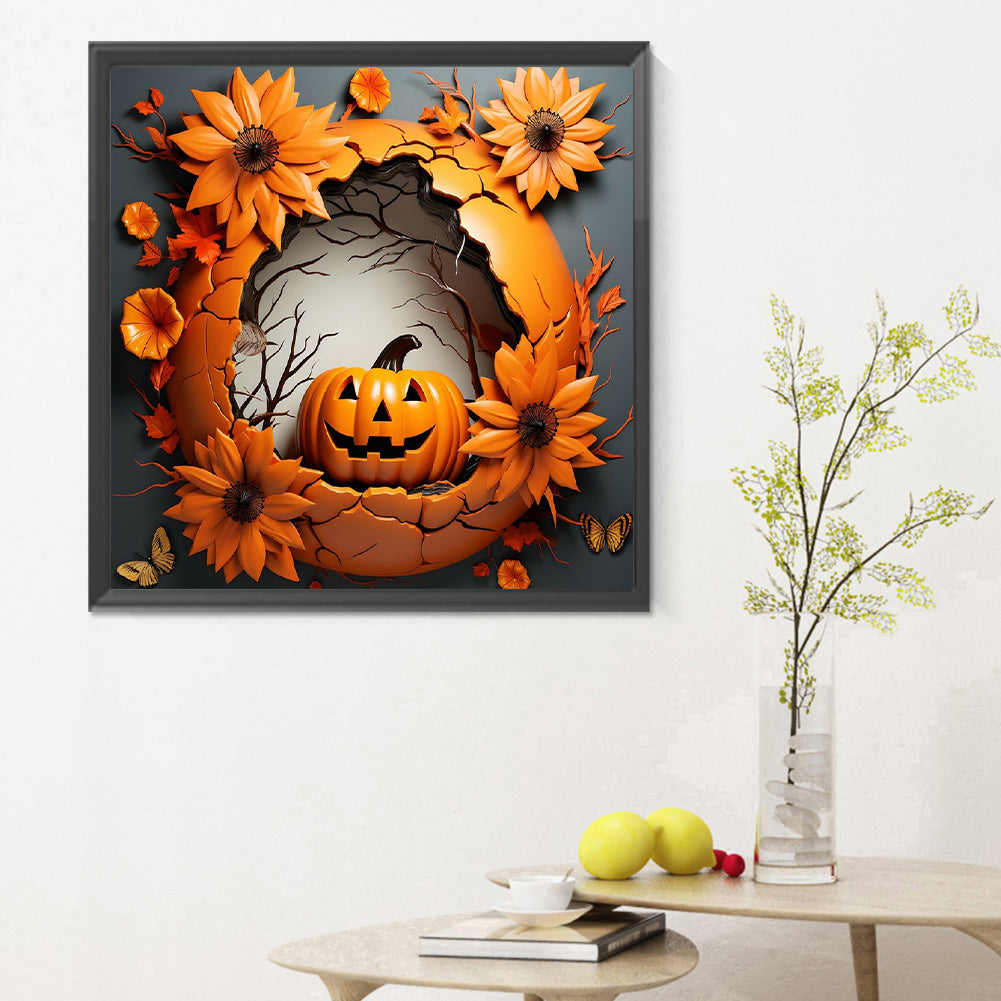 Halloween Scary Pumpkin - Full Round Drill Diamond Painting 30*30CM