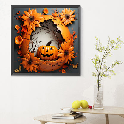 Halloween Scary Pumpkin - Full Round Drill Diamond Painting 30*30CM