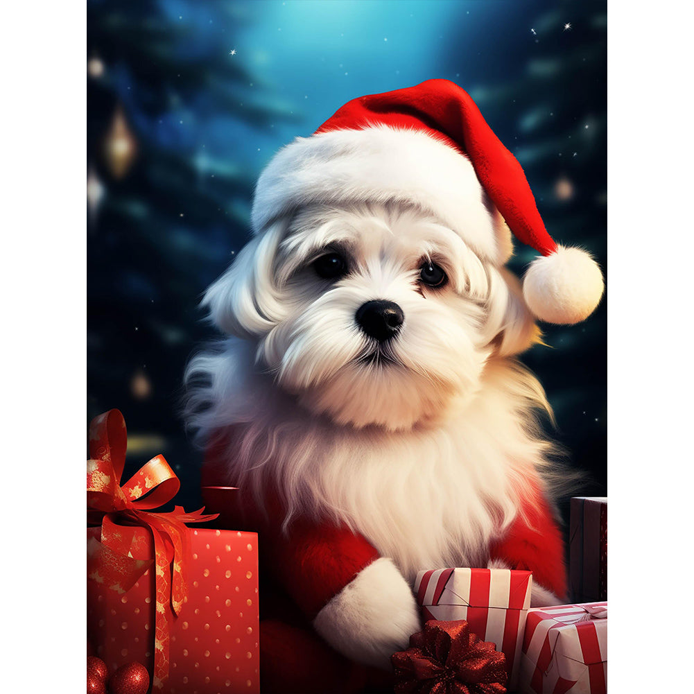 Christmas Dog - Full Round Drill Diamond Painting 30*40CM