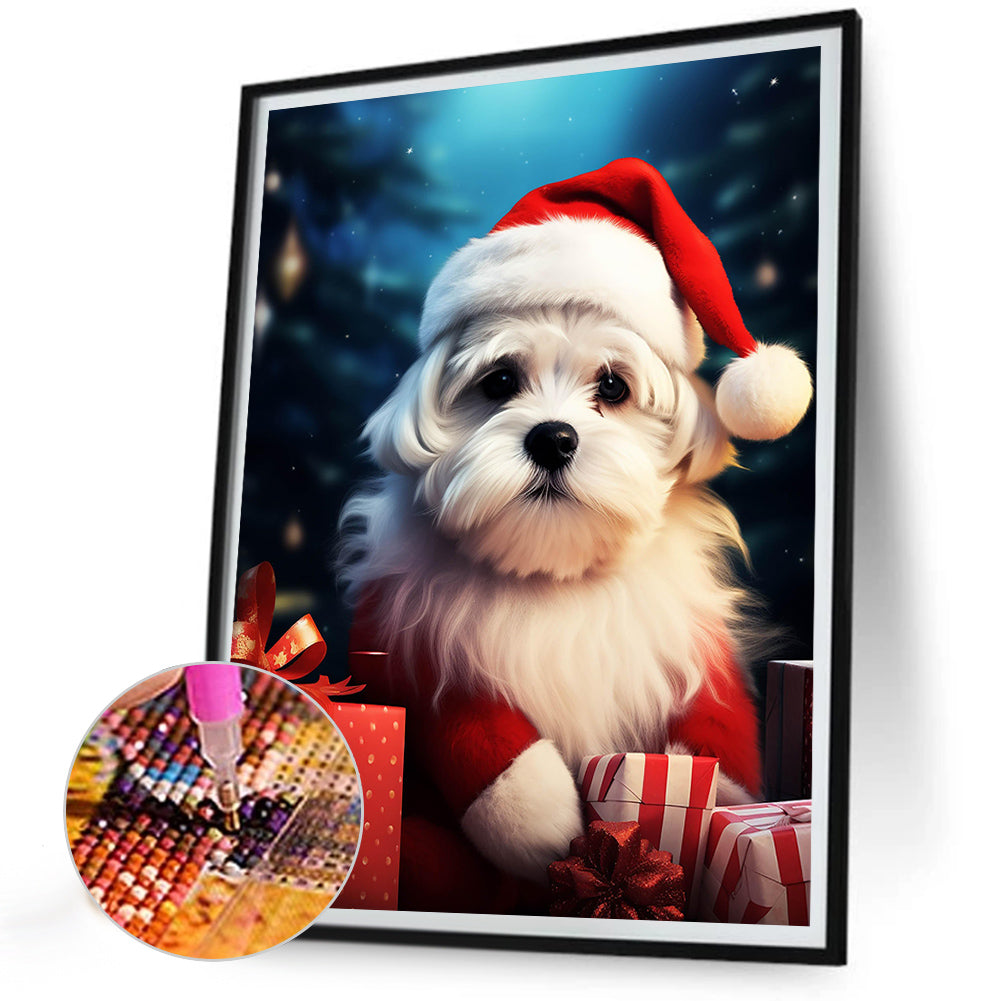 Christmas Dog - Full Round Drill Diamond Painting 30*40CM