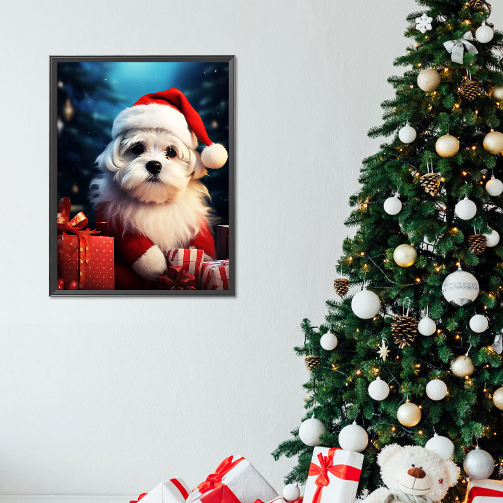 Christmas Dog - Full Round Drill Diamond Painting 30*40CM