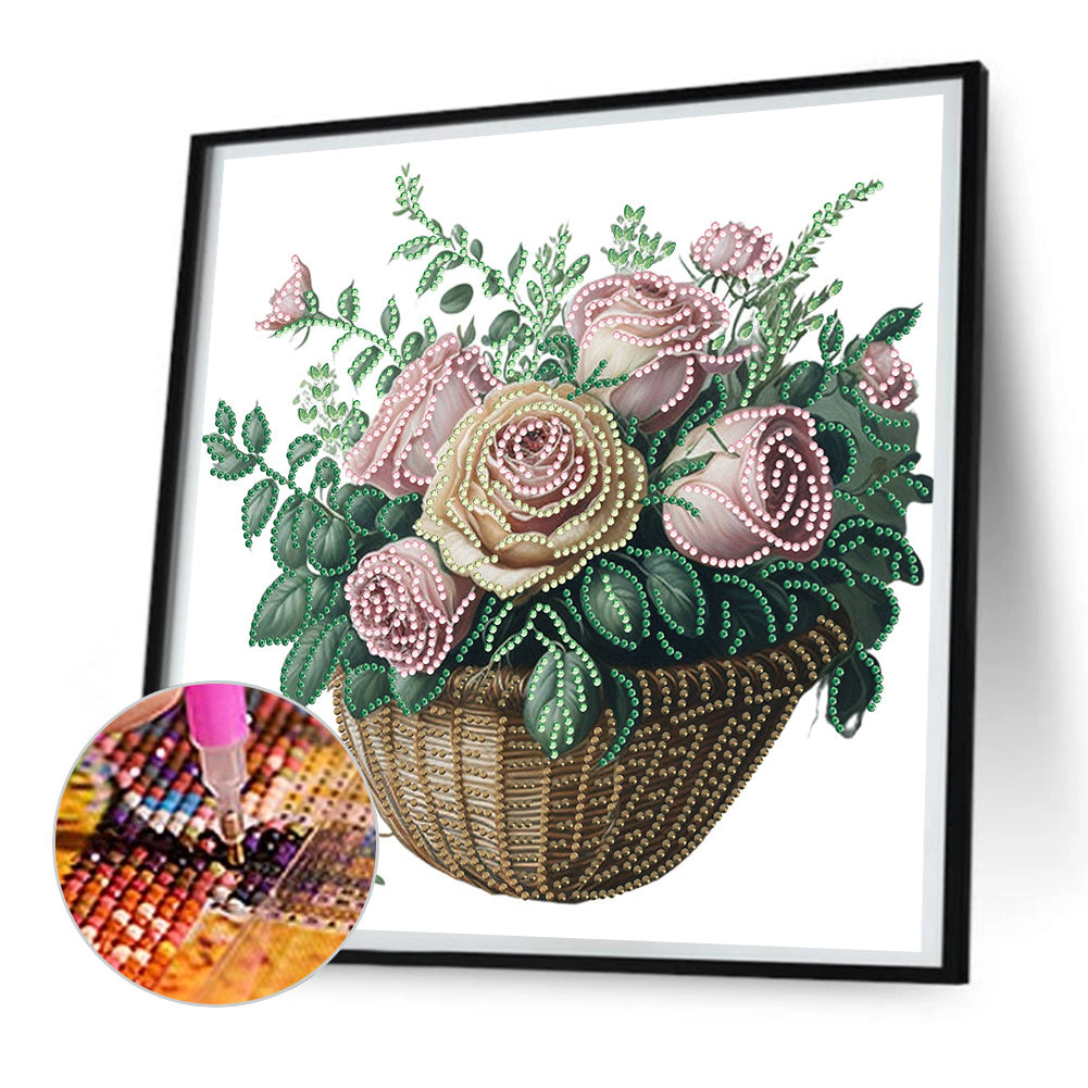 Basket Bouquet - Special Shaped Drill Diamond Painting 30*30CM