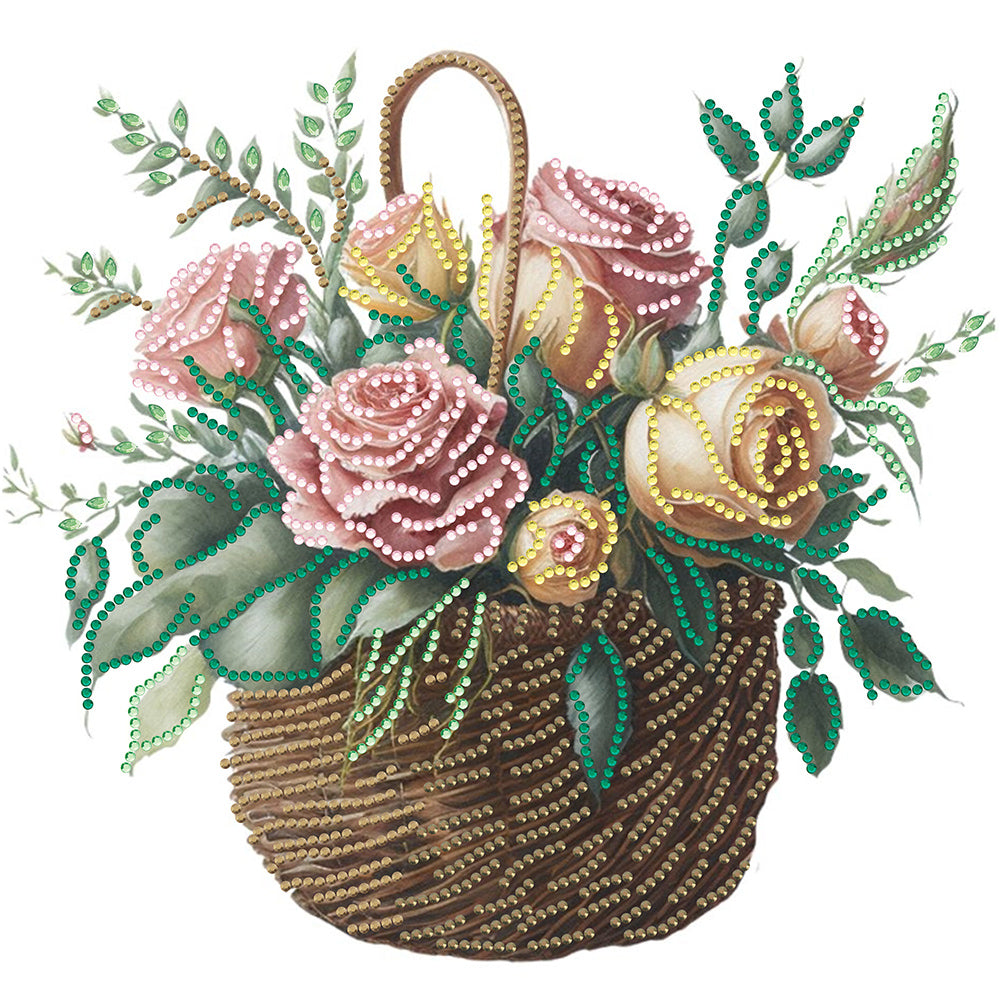 Basket Bouquet - Special Shaped Drill Diamond Painting 30*30CM