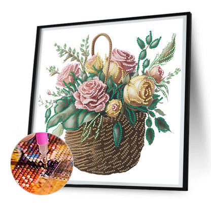 Basket Bouquet - Special Shaped Drill Diamond Painting 30*30CM