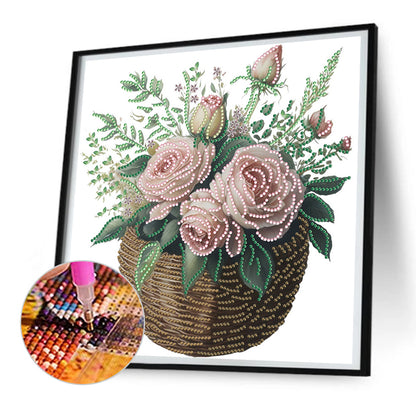 Basket Bouquet - Special Shaped Drill Diamond Painting 30*30CM