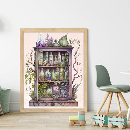 Herbal Medicine Cabinet - 11CT Stamped Cross Stitch 40*50CM